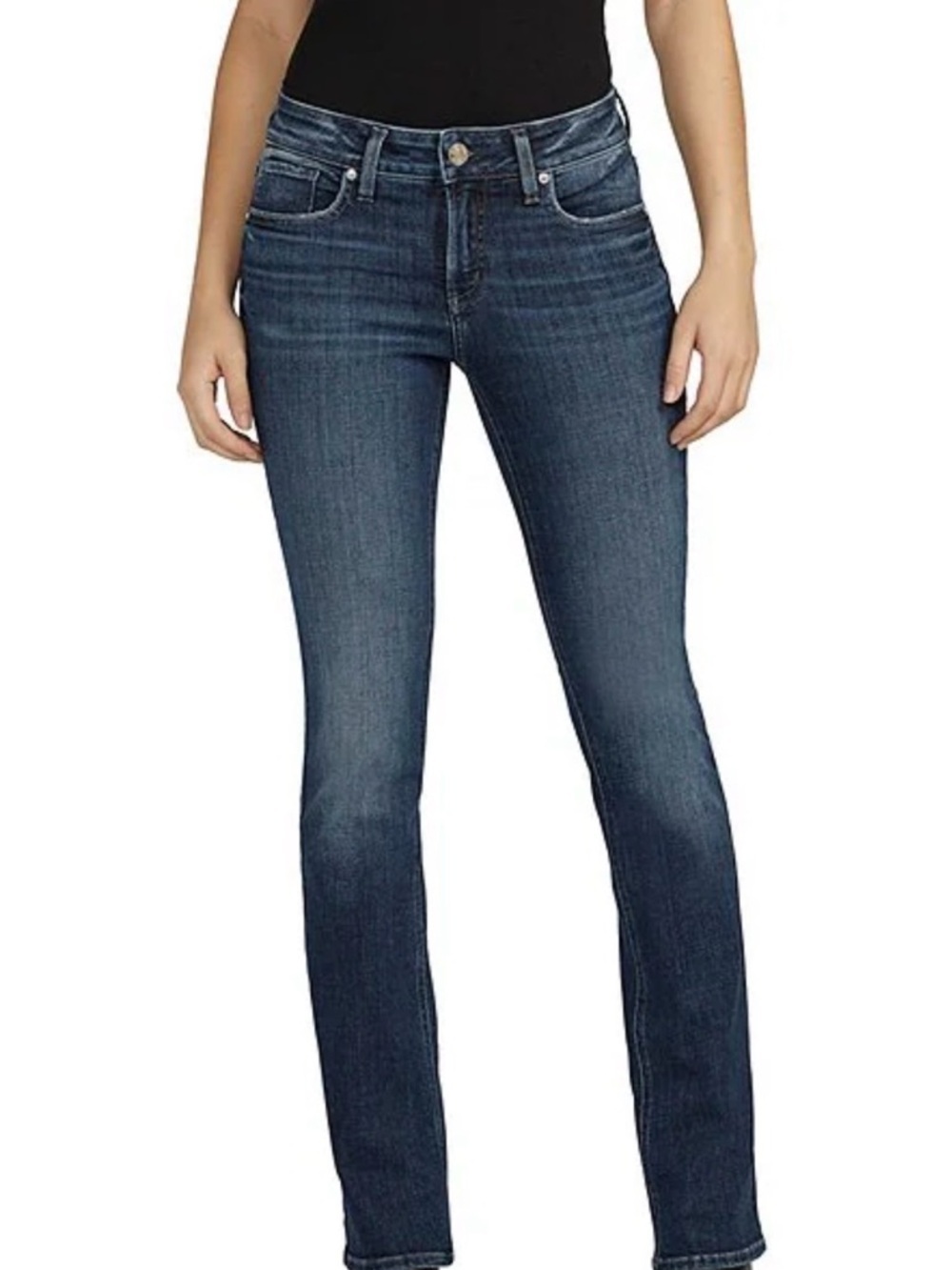 Silver Jeans Co Women’s Dark Wash Straight Leg Stretch Denim Jeans. Size: 26